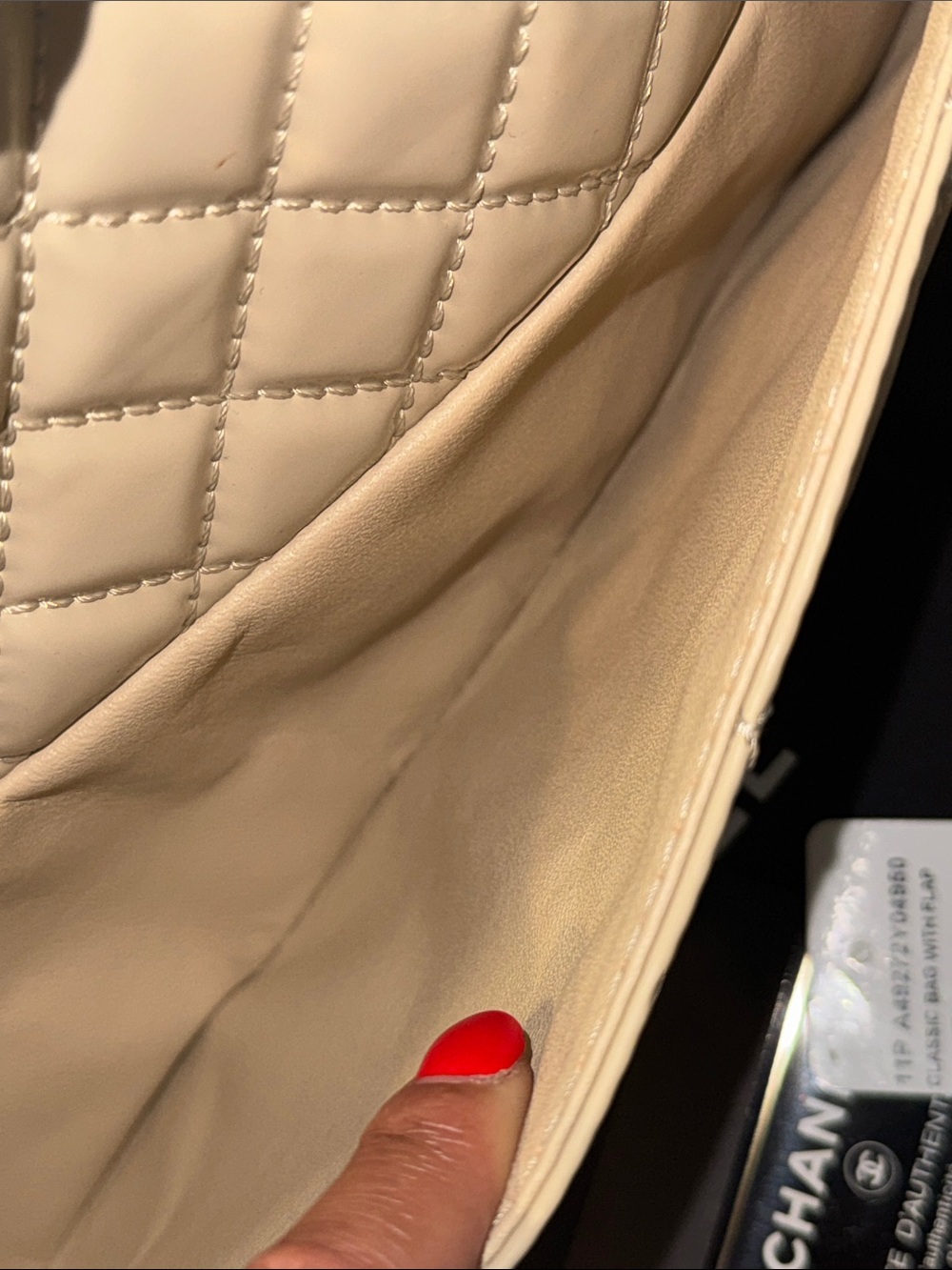 CHANEL Quilted Lambskin Shoulder Bag in Beige with Silver Hardware - Picture 13 of 14
